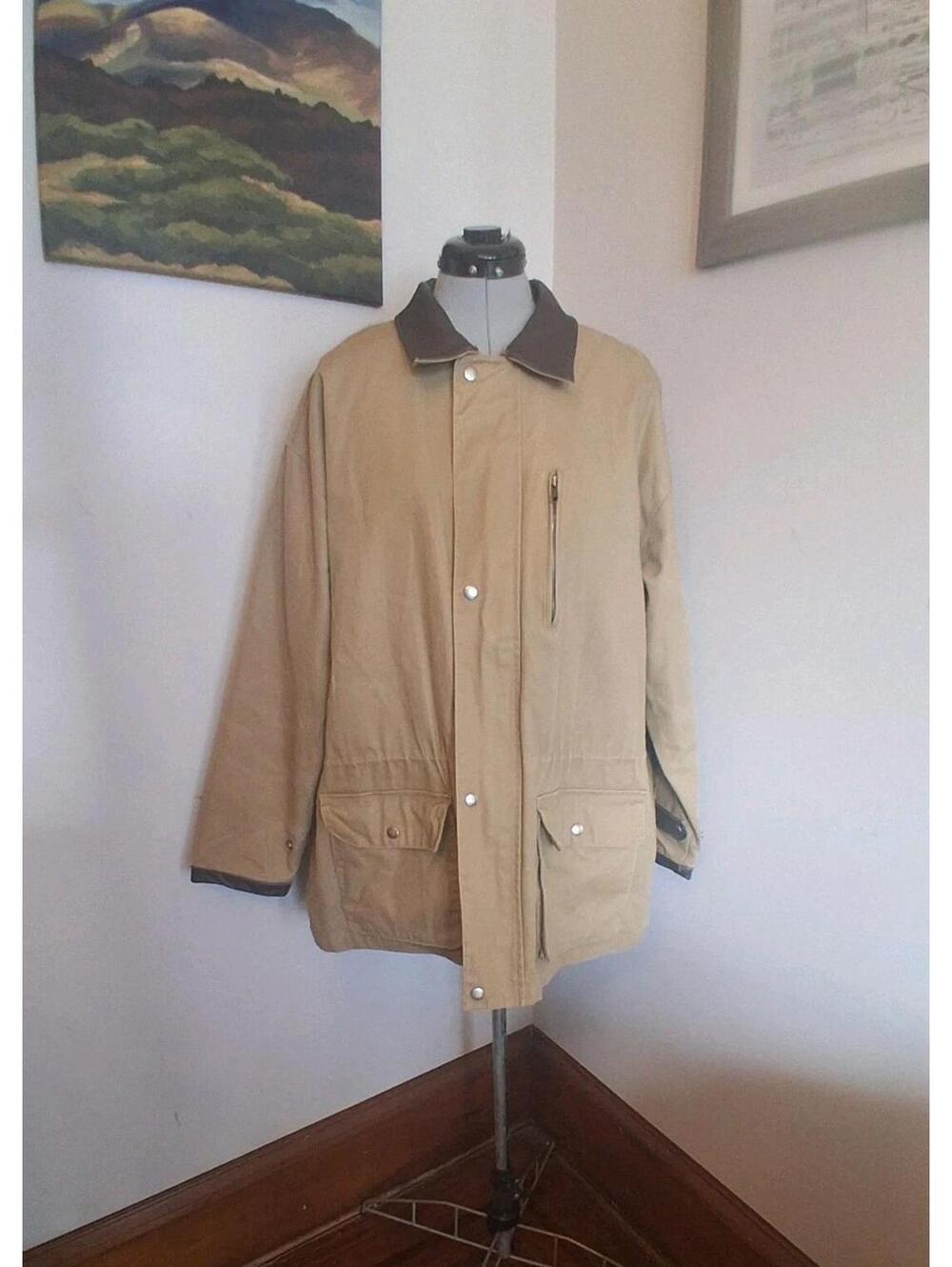 Canvas Chore Coat Leather Collar heavy Duty Zip Up Jacket